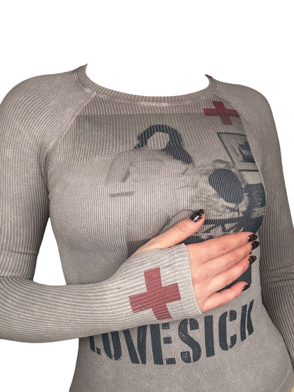Bondage Delights Grey Ribbed Longsleeve - S
