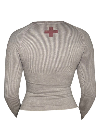 Bondage Delights Grey Ribbed Longsleeve - S