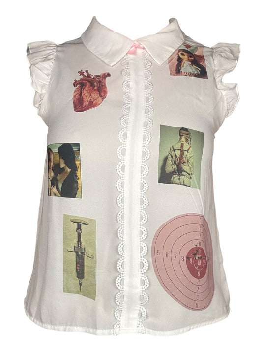 Candy Striper Twee Collared Blouse - S/M