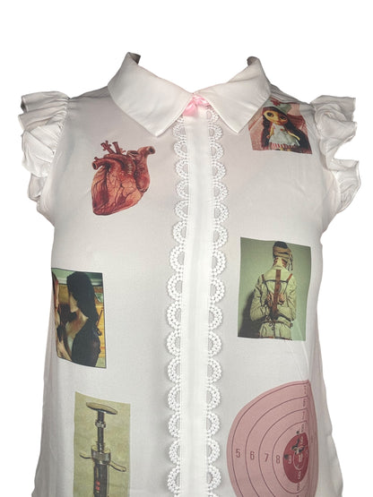 Candy Striper Twee Collared Blouse - S/M