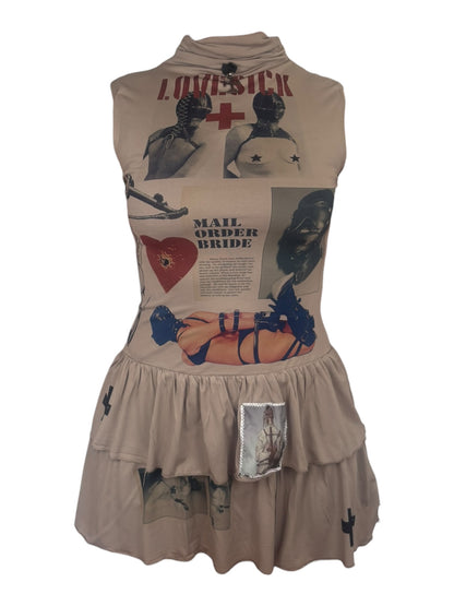 Lovelorn Greige Mini Dress - L