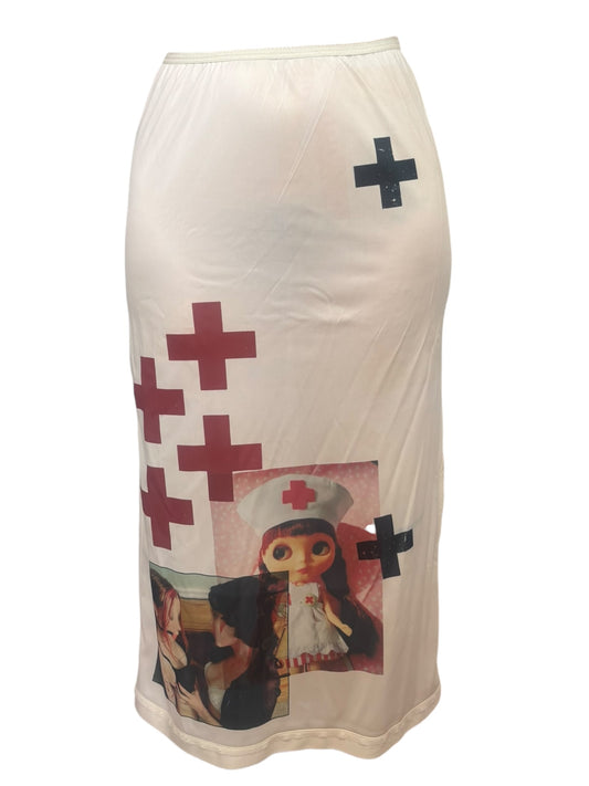 Candy Striper Ivory Slip Skirt - L