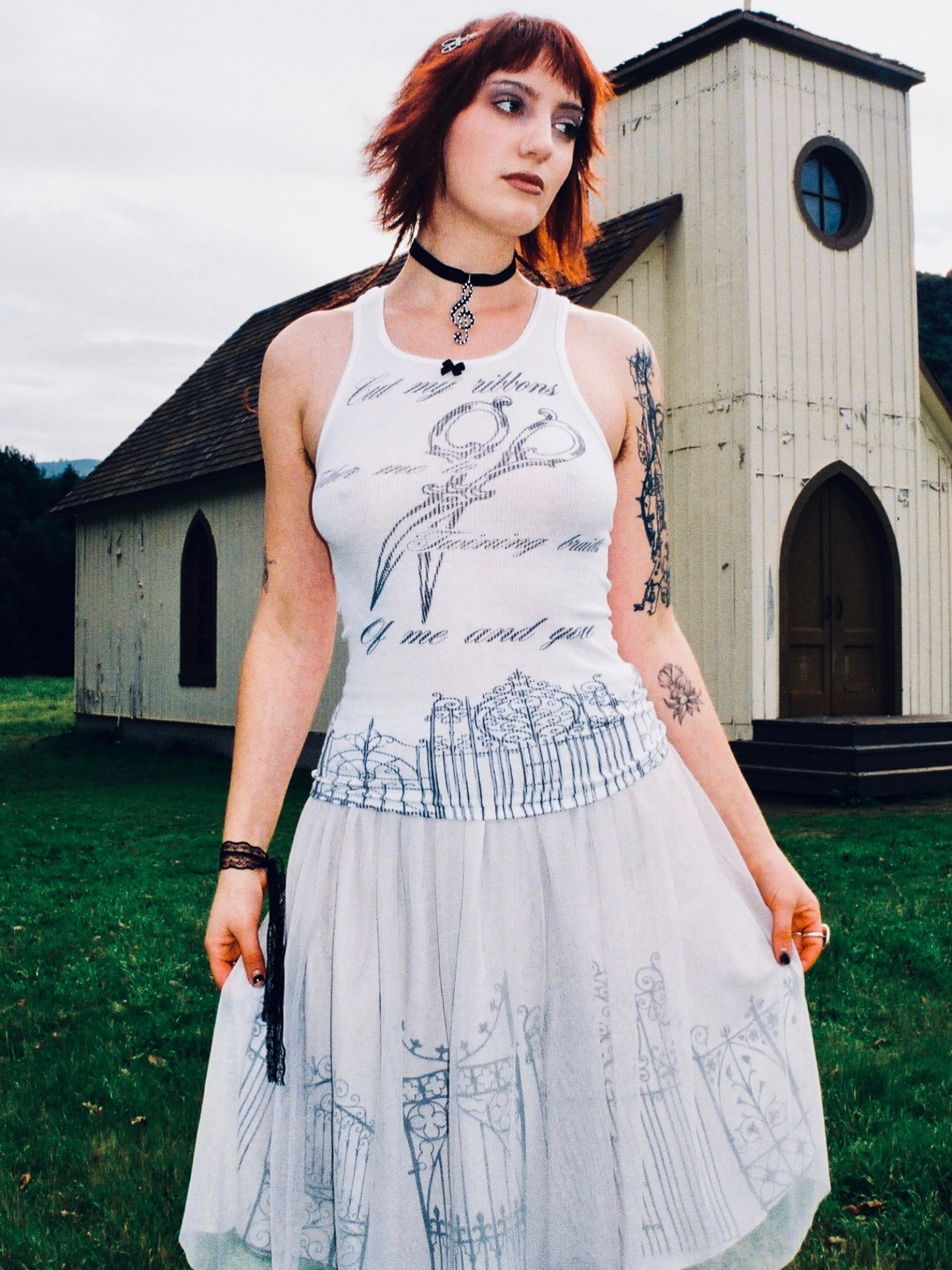 Gated Visions Grey Tulle Skirt - M