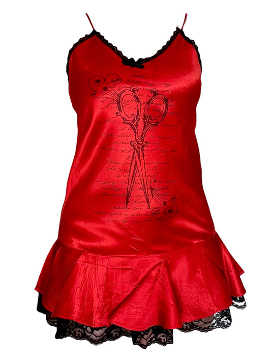 Twin Blades Red Drop Waist Dress - S/M