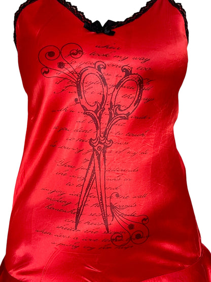 Twin Blades Red Drop Waist Dress - S/M