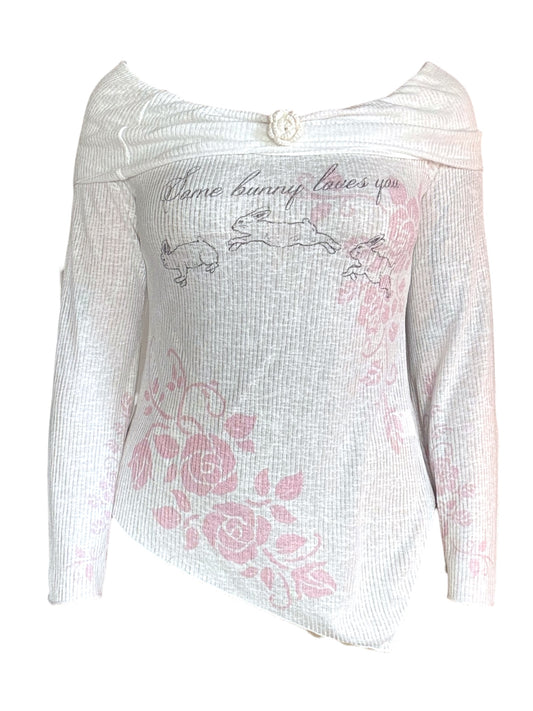 Some Bunny Loves You Off-Shoulder Sweater - 2X