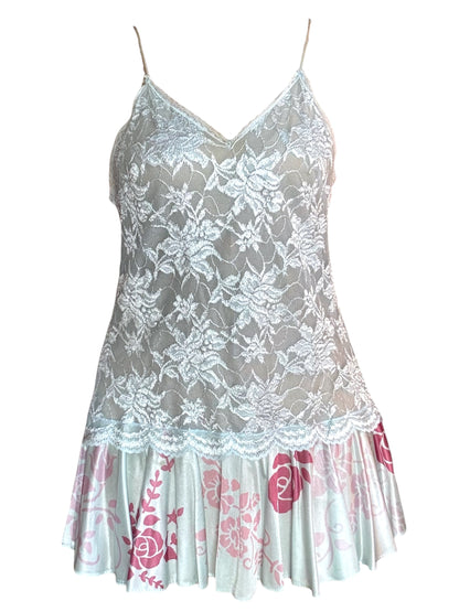 Rose Hill Blue Lace Drop Waist Dress - L