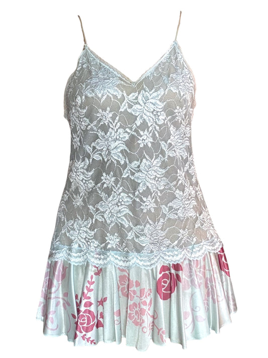 Rose Hill Blue Lace Drop Waist Dress - L