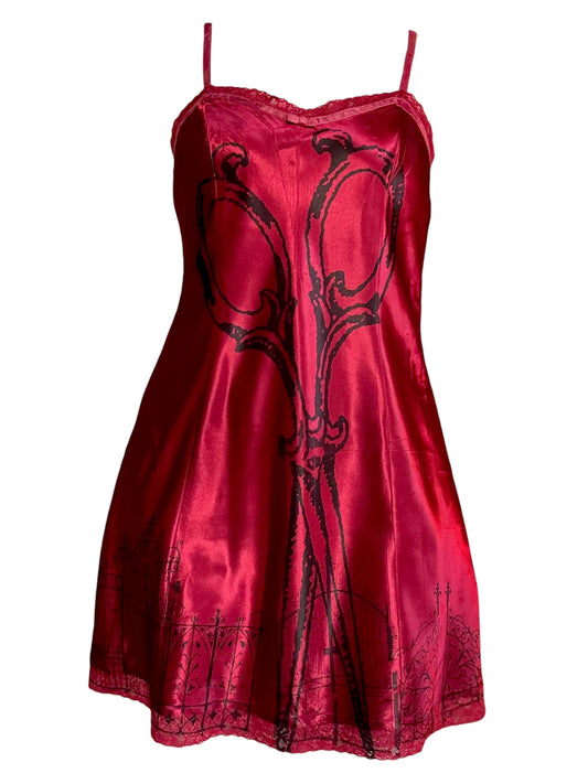 Piercing Velvet Red Slip Dress - L