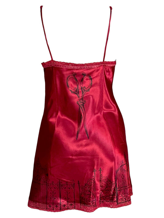 Piercing Velvet Red Slip Dress - L