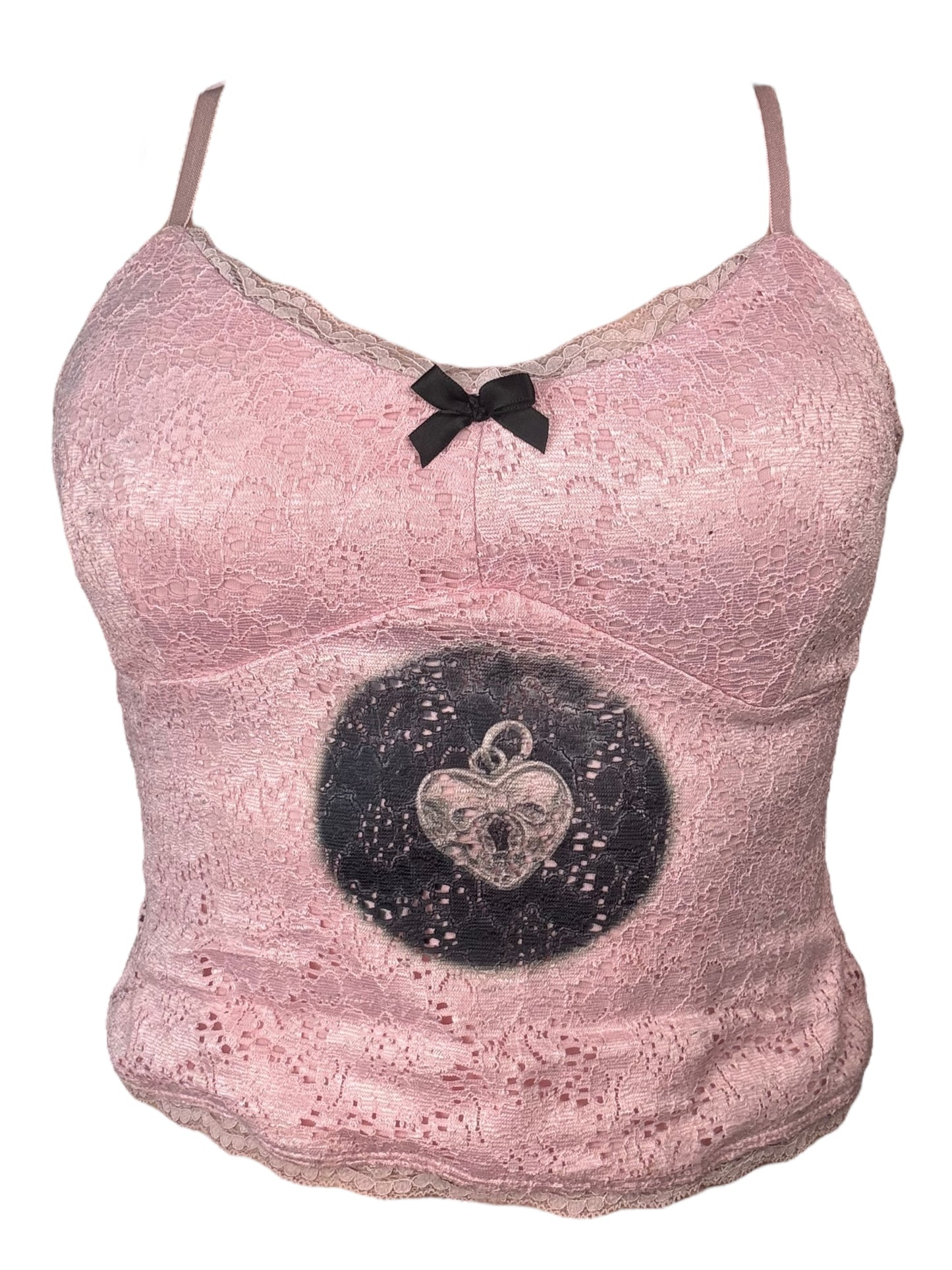 Key to My Heart Pink Lace Tank - M/L