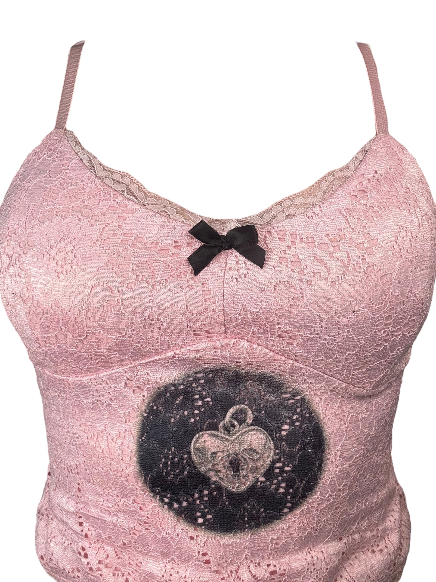 Key to My Heart Pink Lace Tank - M/L