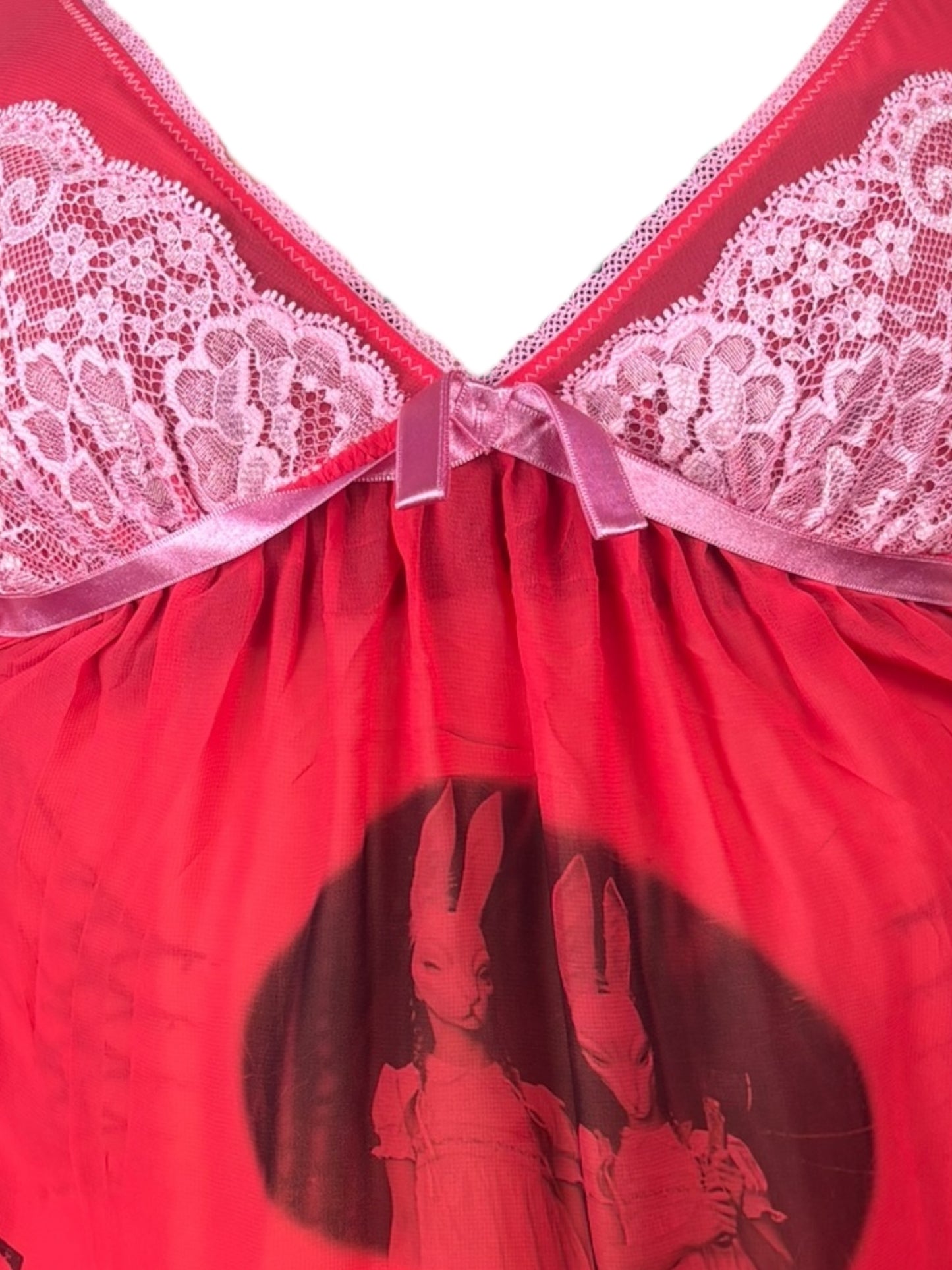 I Love You, Bunny Hot Pink Ruffle Babydoll Dress - M