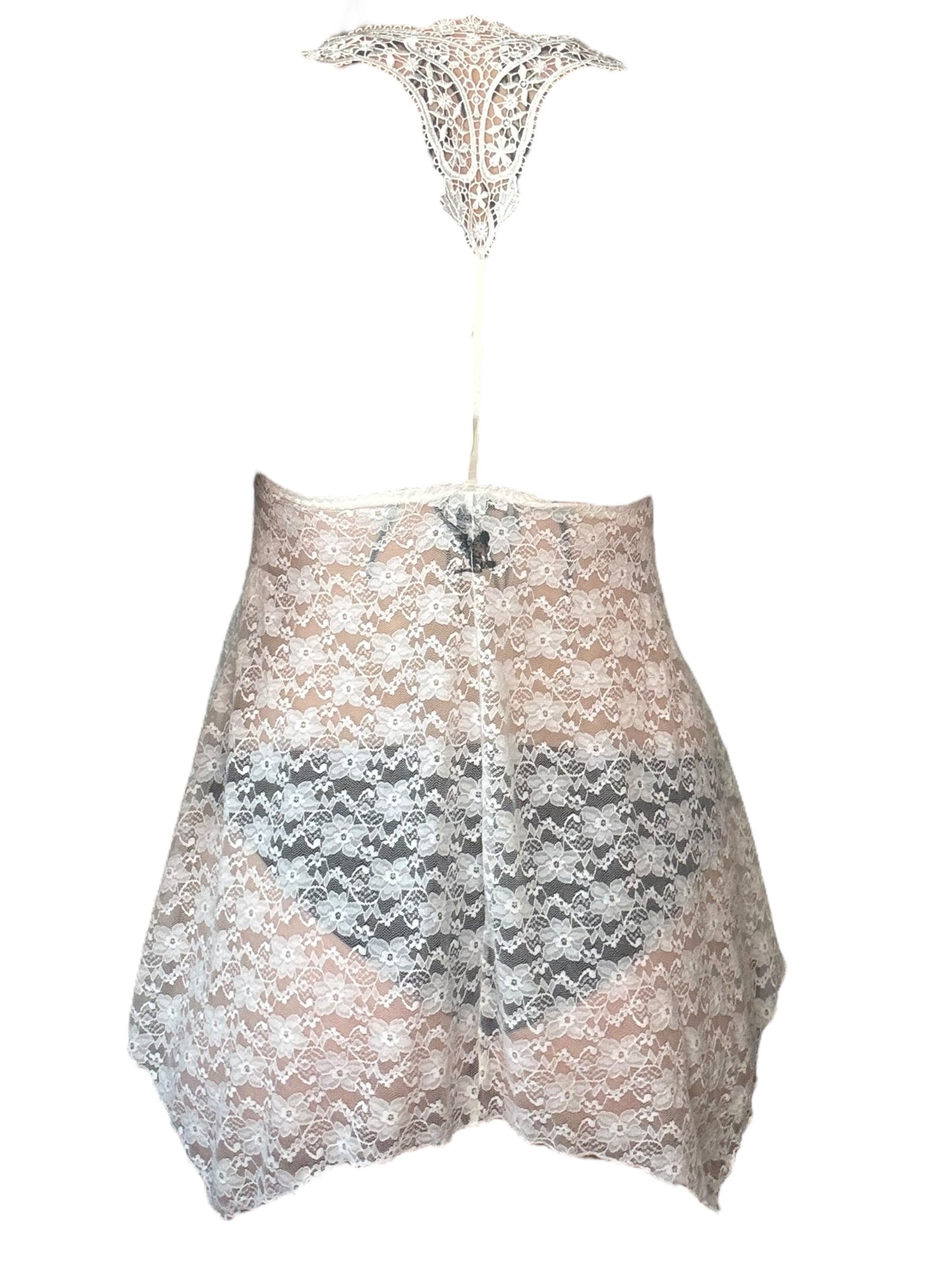 Key to My Heart White Lace Babydoll Dress - S