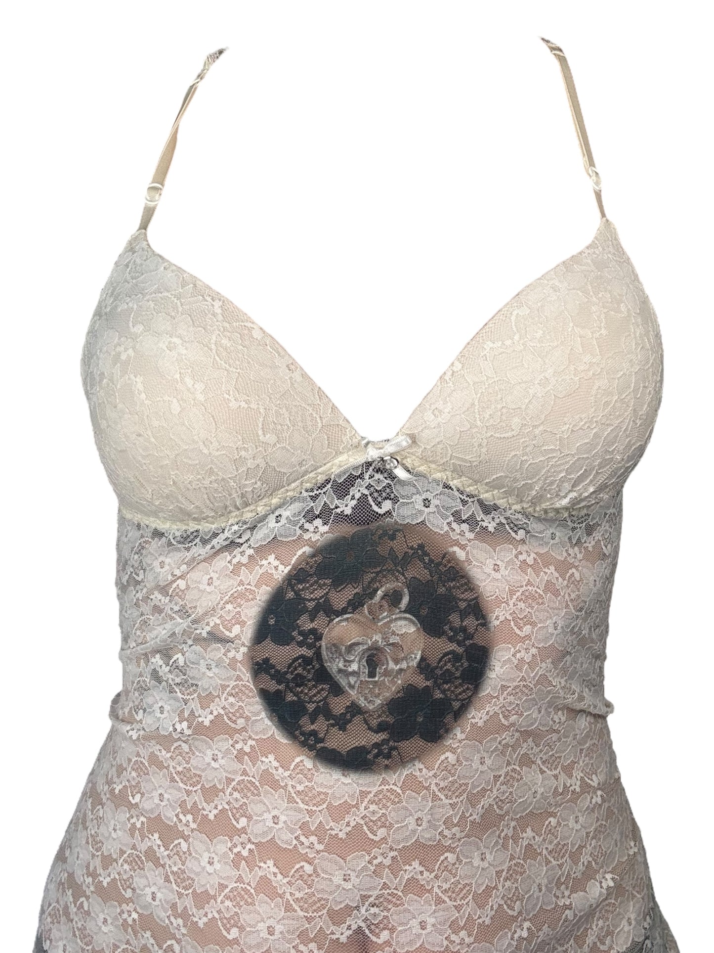 Key to My Heart White Lace Babydoll Dress - S