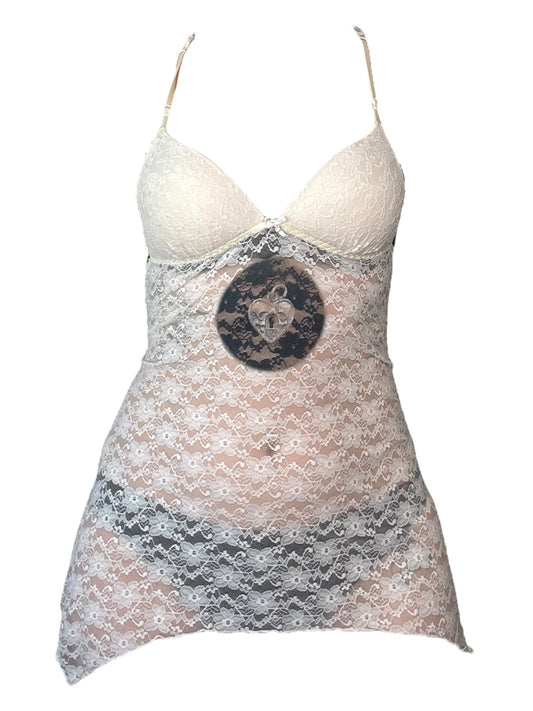 Key to My Heart White Lace Babydoll Dress - S