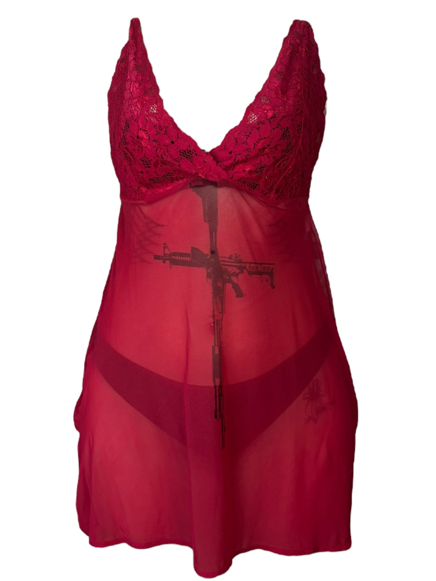 Crucifixion Red Sheer Dress - 2X