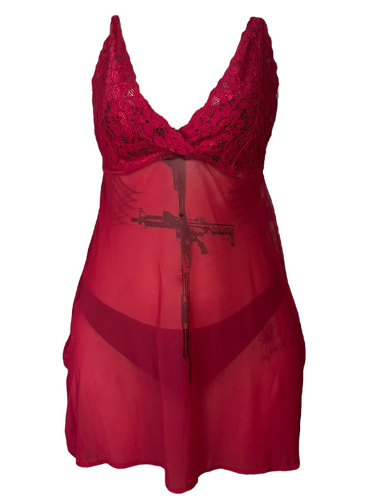 Crucifixion Red Sheer Dress - 2X