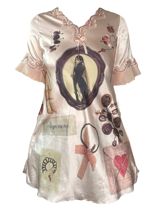Forget Me Not Peach Vintage Dress - L/XL