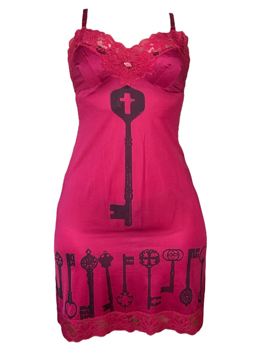 Under Lock and Key Wine Dress - L