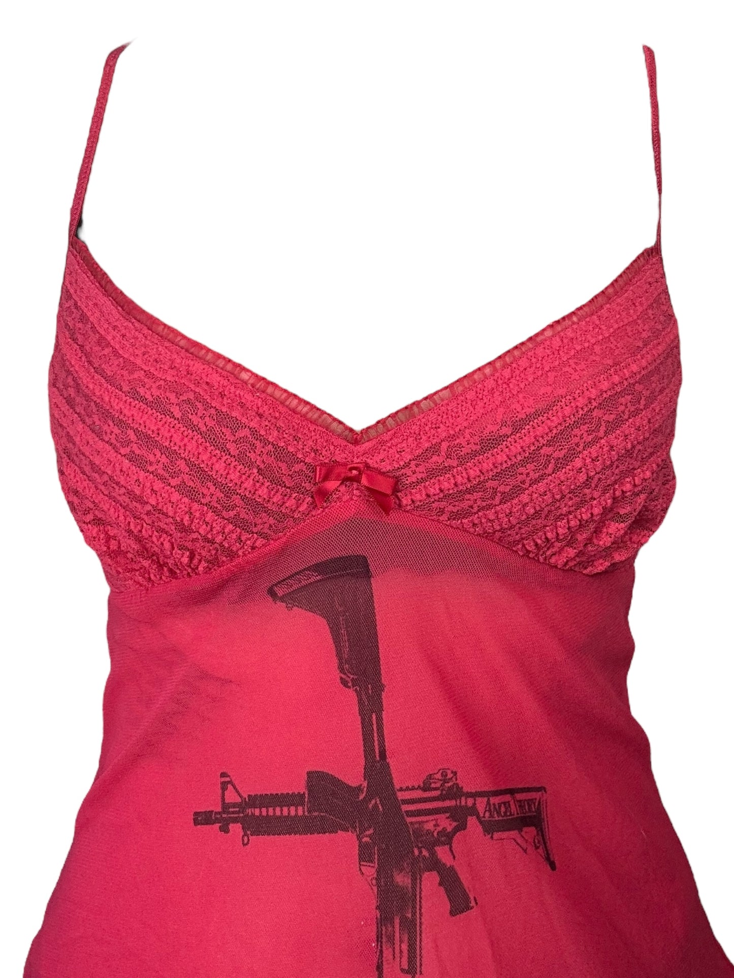 Crucifixion Red Sheer Mini Dress - L