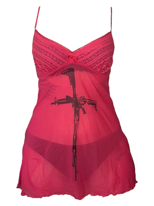 Crucifixion Red Sheer Mini Dress - L