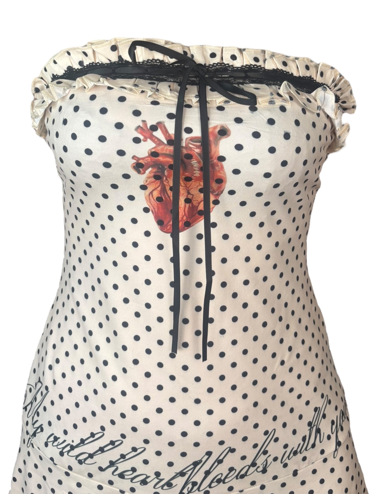 Bleeding Heart Polka Dot Dress Sample - L