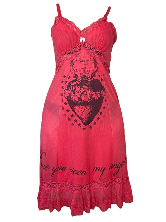 Sacred Heart Red Slip Dress - XL