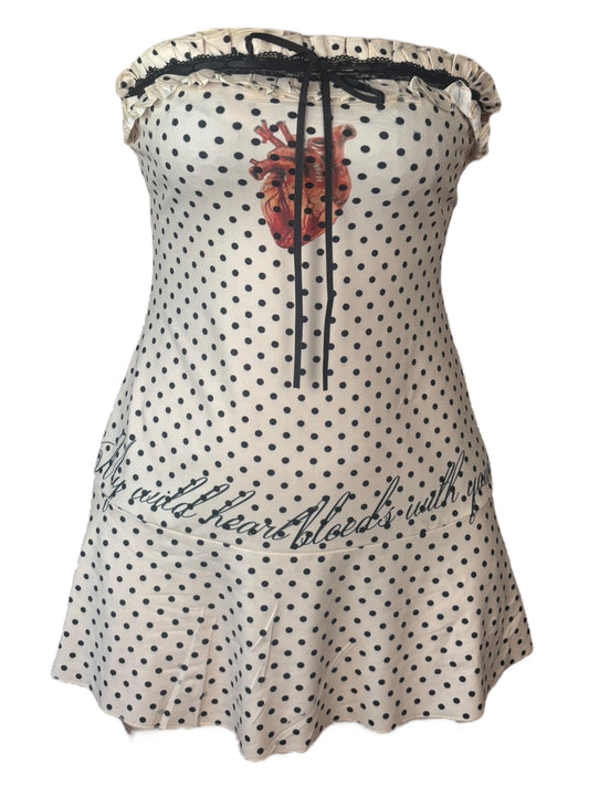Bleeding Heart Polka Dot Dress Sample - L