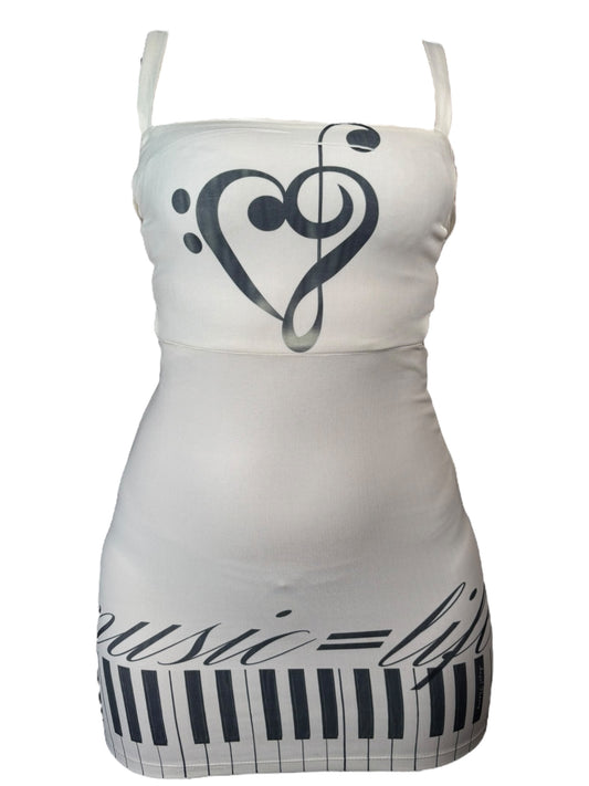 Music=Life Piano Strappy Mini Dress - S/M