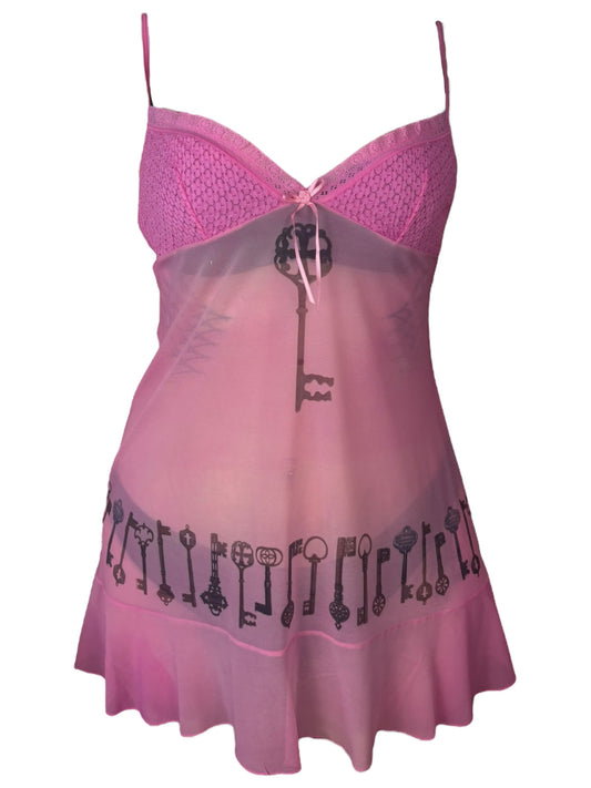 Under Lock and Key Pink Sheer Dress Sample - L