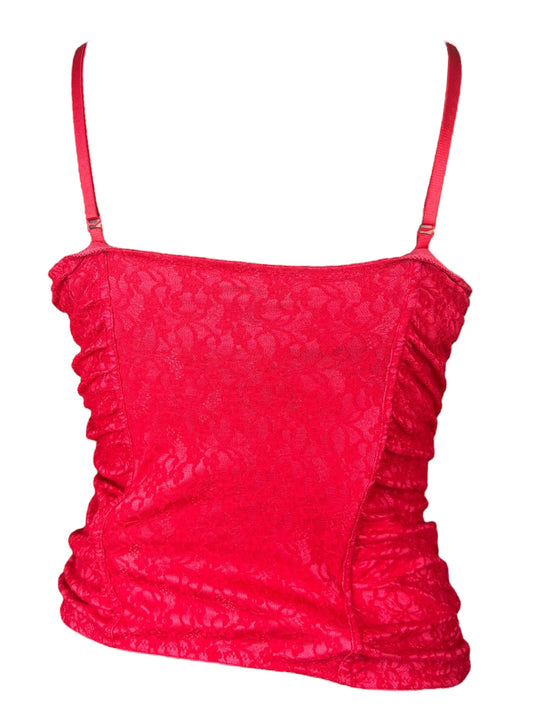 Key to My Heart Red + Pink Lace Corset - L