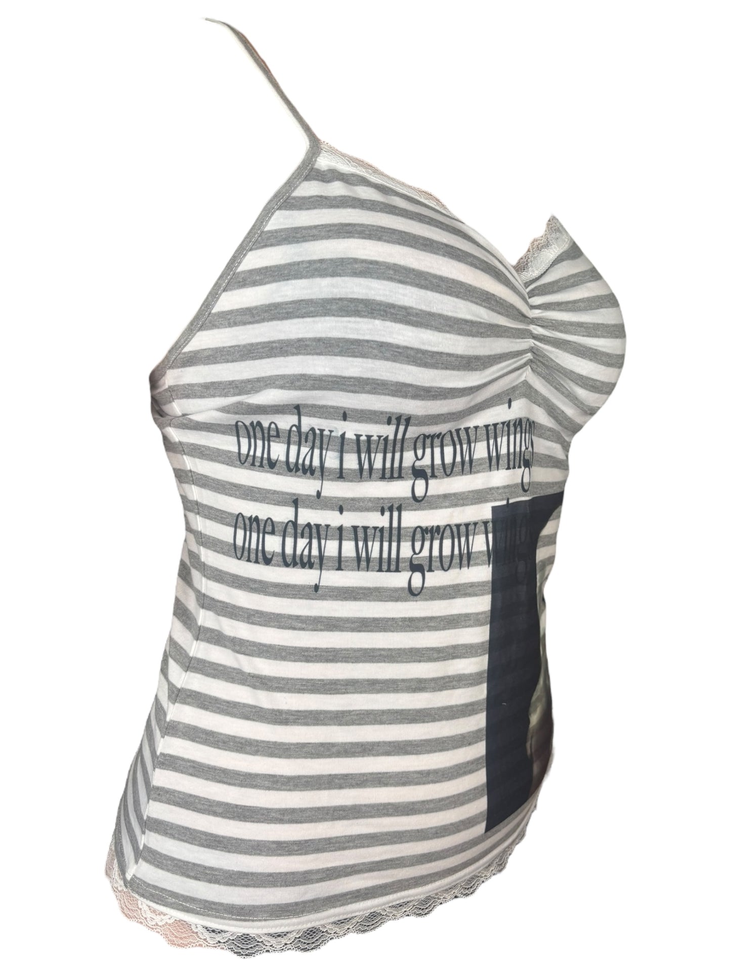 One Day I Will Grow Wings Grey Striped Tank - XL
