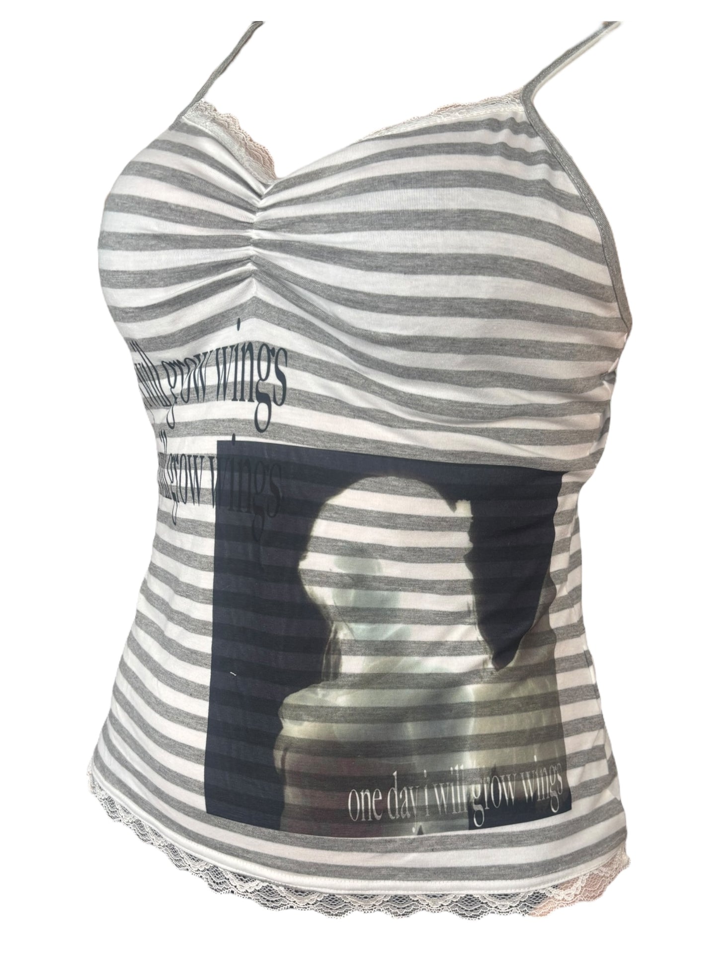One Day I Will Grow Wings Grey Striped Tank - XL