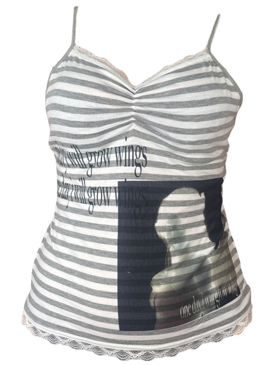 One Day I Will Grow Wings Grey Striped Tank - XL